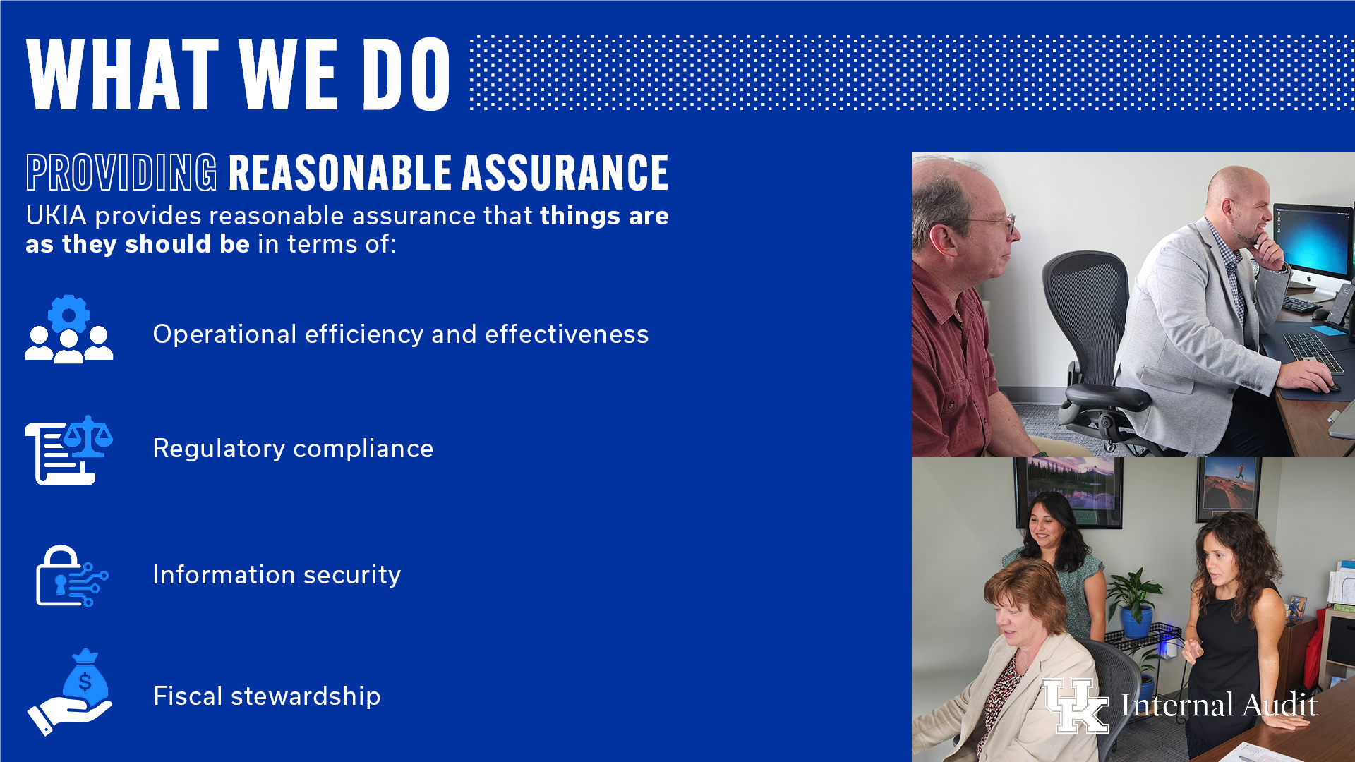 Graphic with information about how UK Internal Audit provides reasonable assurance